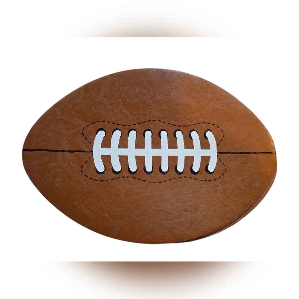 Envogue - NEW Football Shaped Faux Leather Set of 4 Placemats Great For Man-Cave